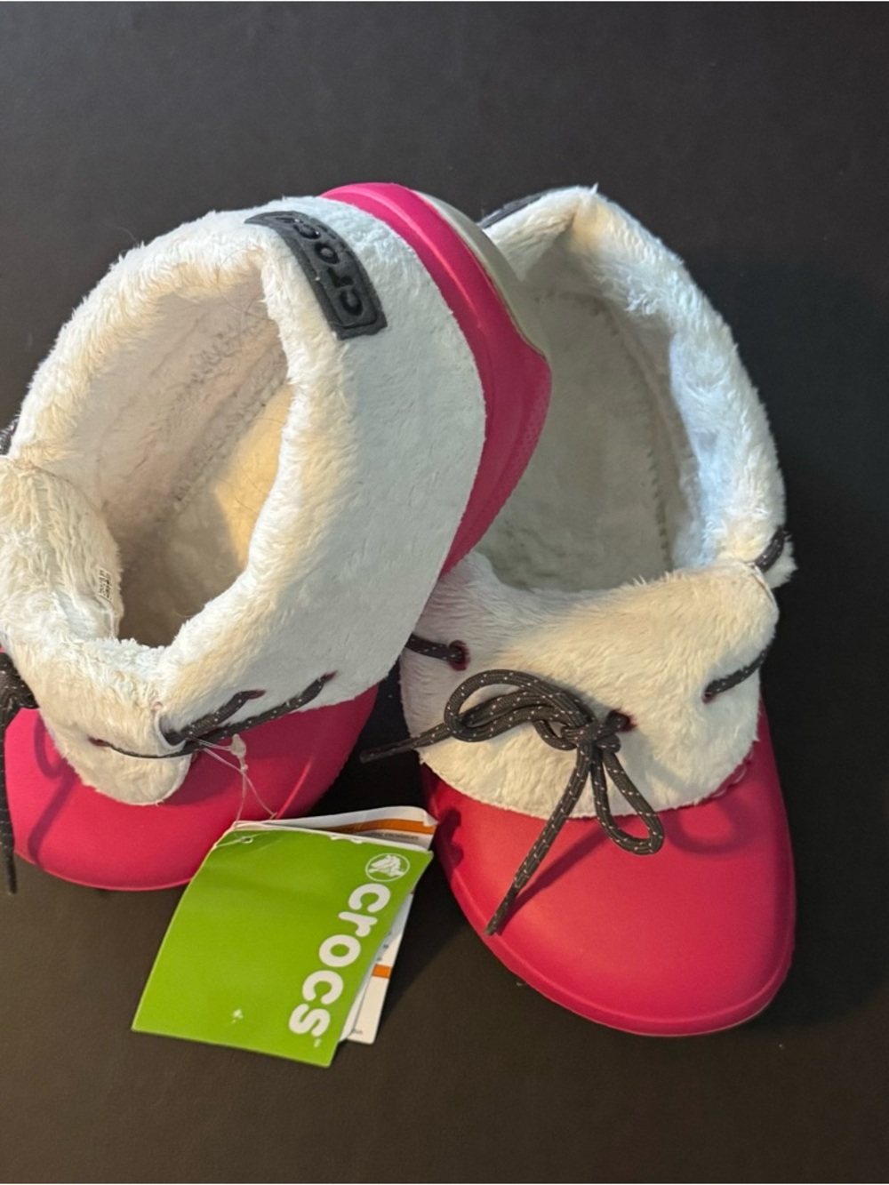 CROCS Kids' Pink Faux-Fur Lined Slip-On Clogs